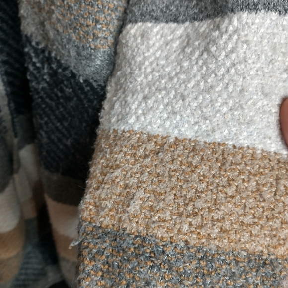 Chico's Multi Stripe Coatigan with safety pin closure, size 3/L/16 - Picture 6 of 14